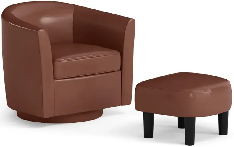 Modern Club Swivel Accent Chair with Ottoman Footrest Curved Backrest