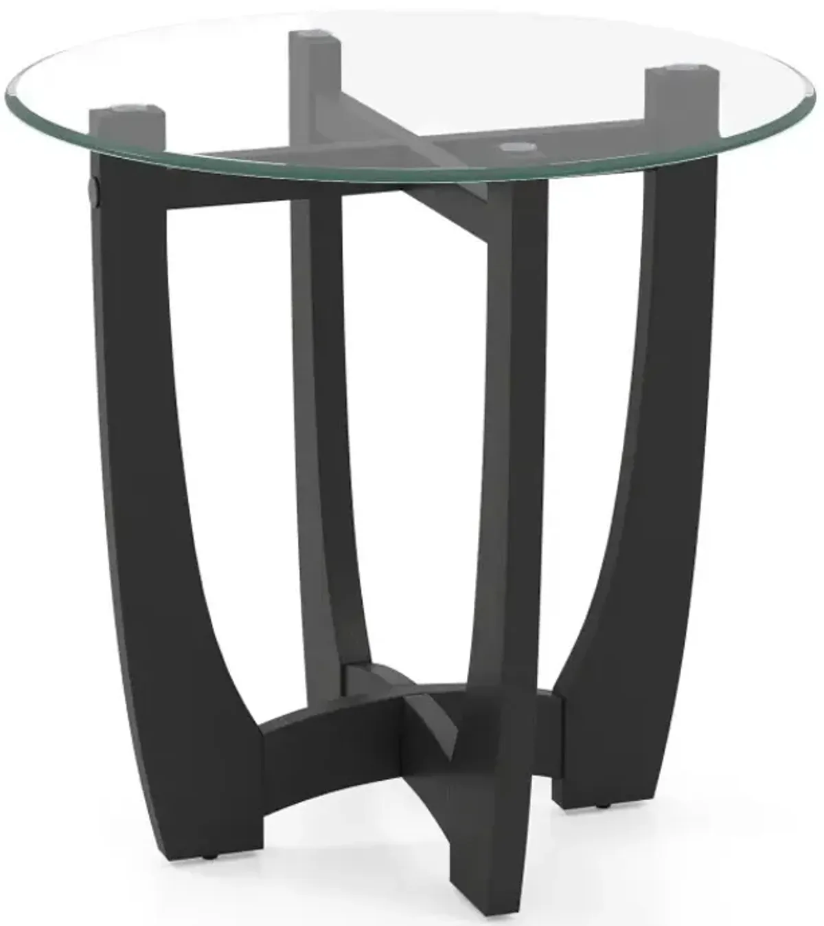 23.5 Inch Round End Side Table with Tempered Glass Tabletop