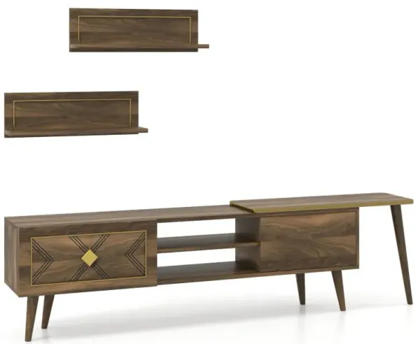 Mid-century Modern TV Stand for TVs up to 85 Inch with Open Compartments