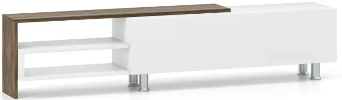 3 Pieces Farmhouse TV Stand for TVs up to 80 Inch with Cabinet and Compartments