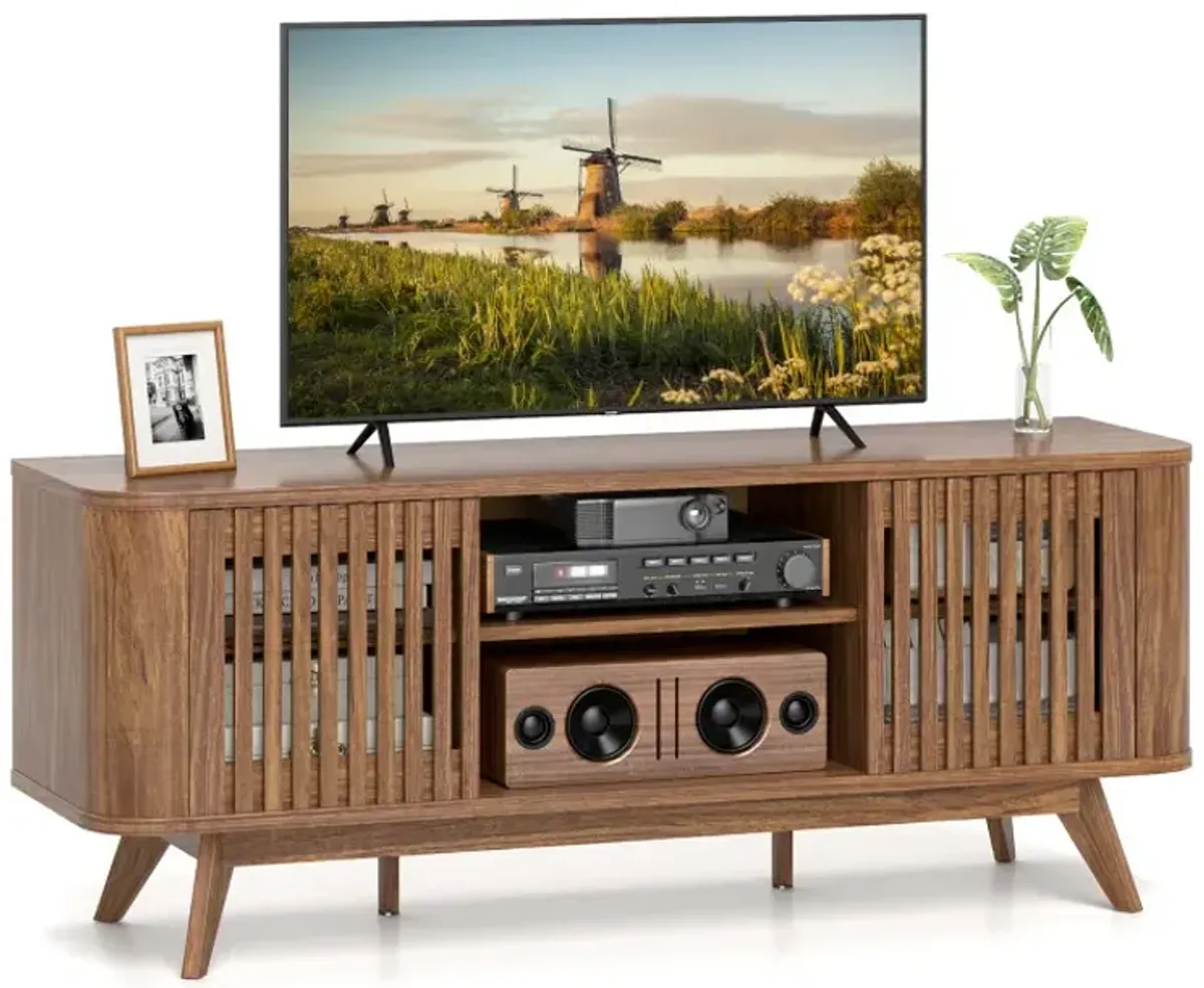 2-Door TV Stand for TVs up to 60 Inches with Adjustable Shelves