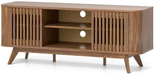 2-Door TV Stand for TVs up to 60 Inches with Adjustable Shelves