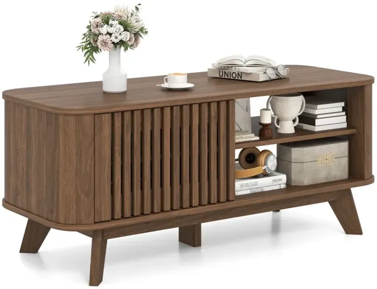 Rectangular Coffee Table with Storage and Adjustable Shelves