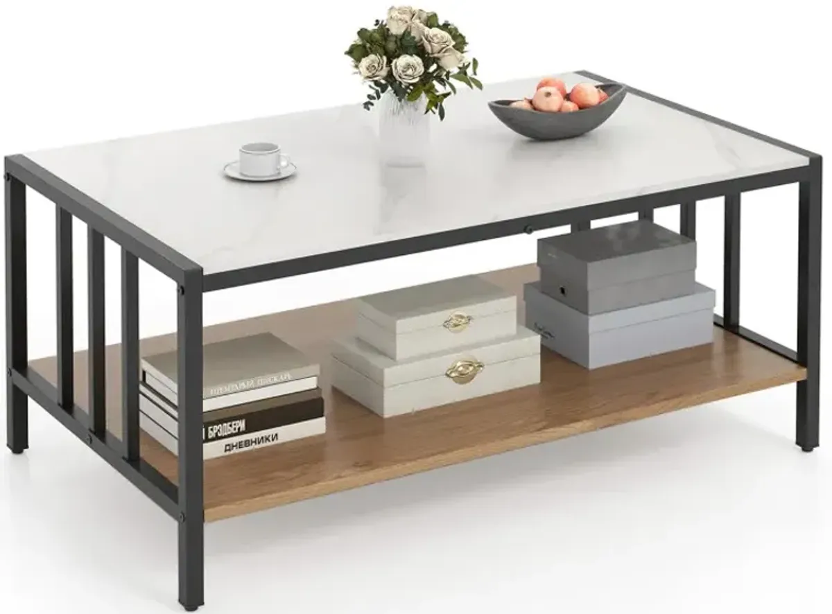 2 Tier Coffee Table with Sintered Stone Tabletop