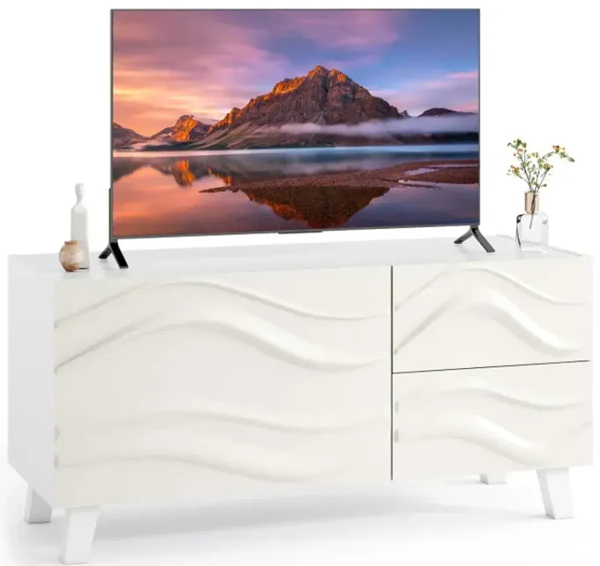 Modern Mid Century TV Stand  with Drawers for 44 Inch TV