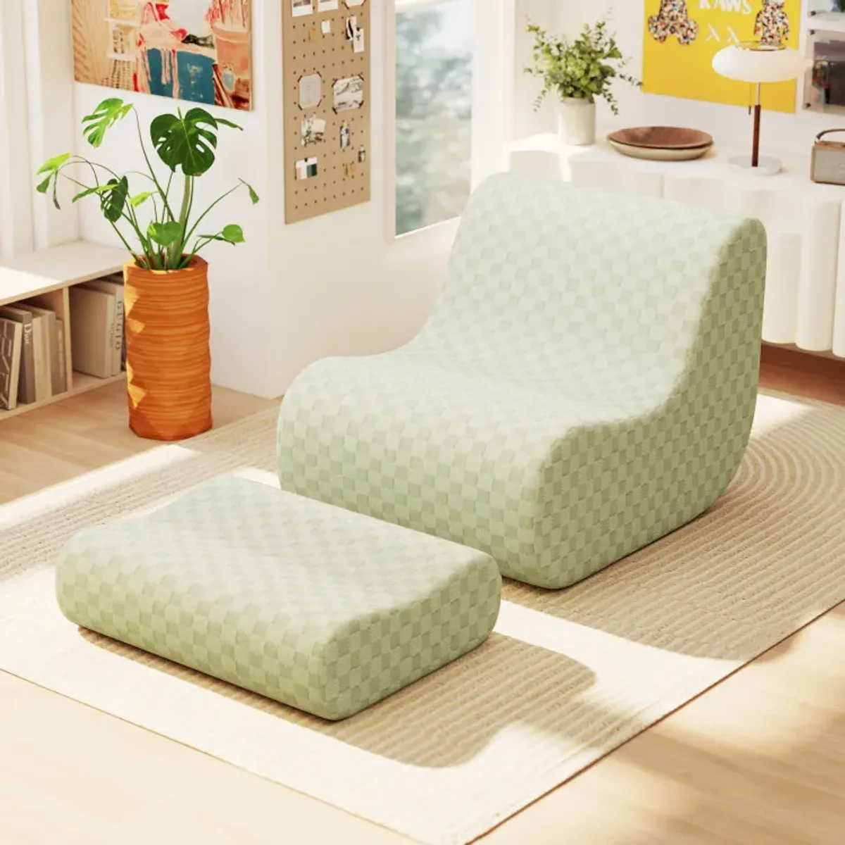 Bean Bag Chair with Ottoman and High Elasticity Sponge