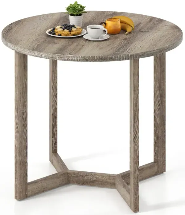 36 Inch Round Wood Dining Table for 2-4 People with Wing-shaped Pedestal Base