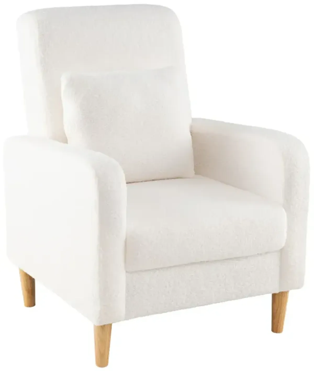 Modern Upholstered Sofa chair with Lumbar Pillow and Teddy Fleece Cover