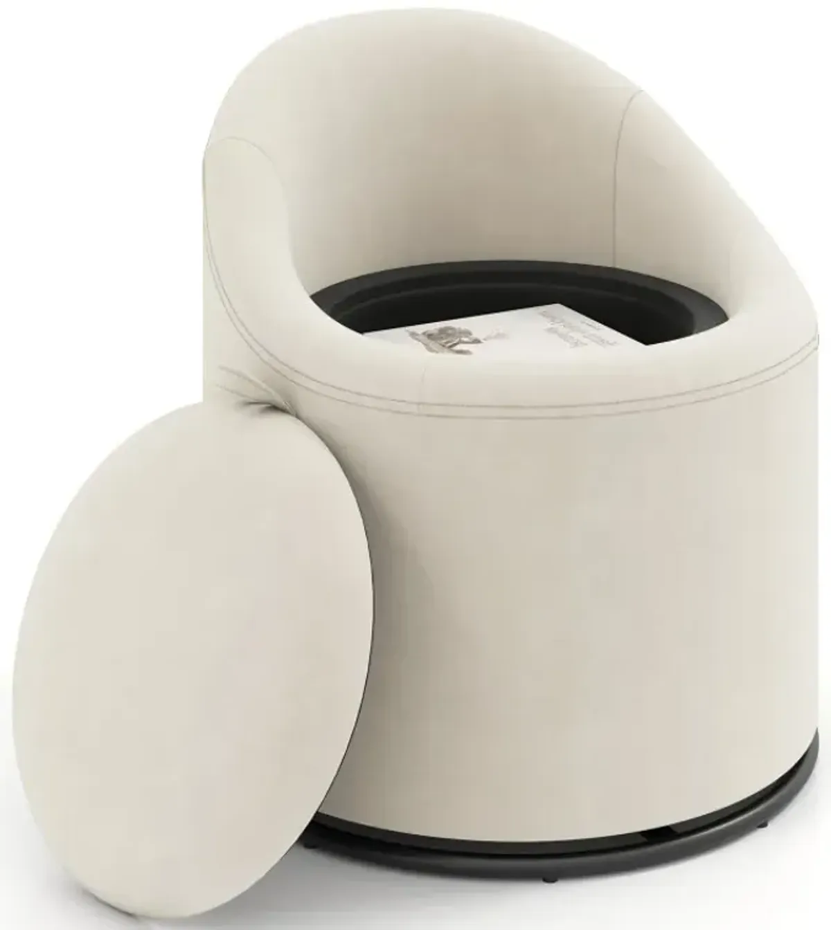 Barrel Chair with Storage 360° Swivel Upholstered Vanity Chair