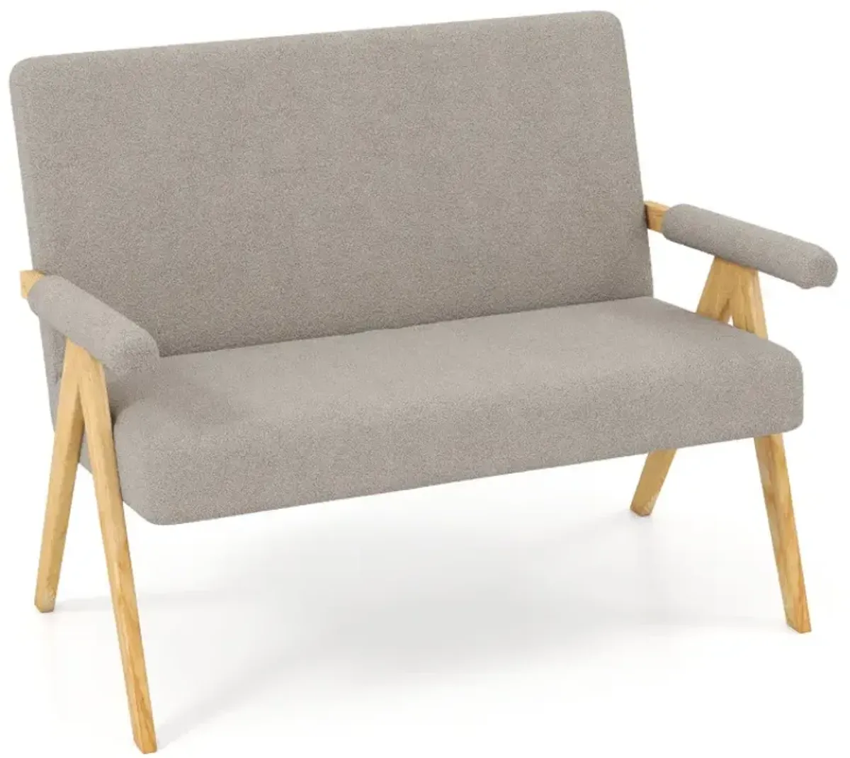 Loveseat Sofa with Armrests and Wooden Legs