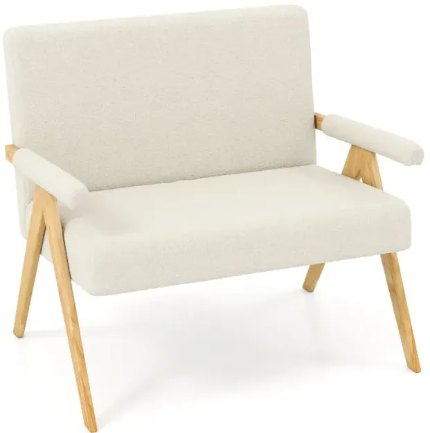 Loveseat Sofa with Armrests and Wooden Legs