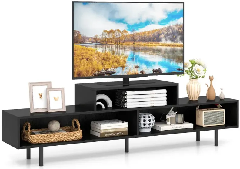 3 Cubby TV Stand for TVs up to 70 Inch Entertainment Center with Open Storage Compartments