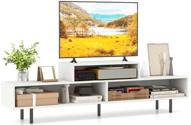 3 Cubby TV Stand for TVs up to 70 Inch Entertainment Center with Open Storage Compartments
