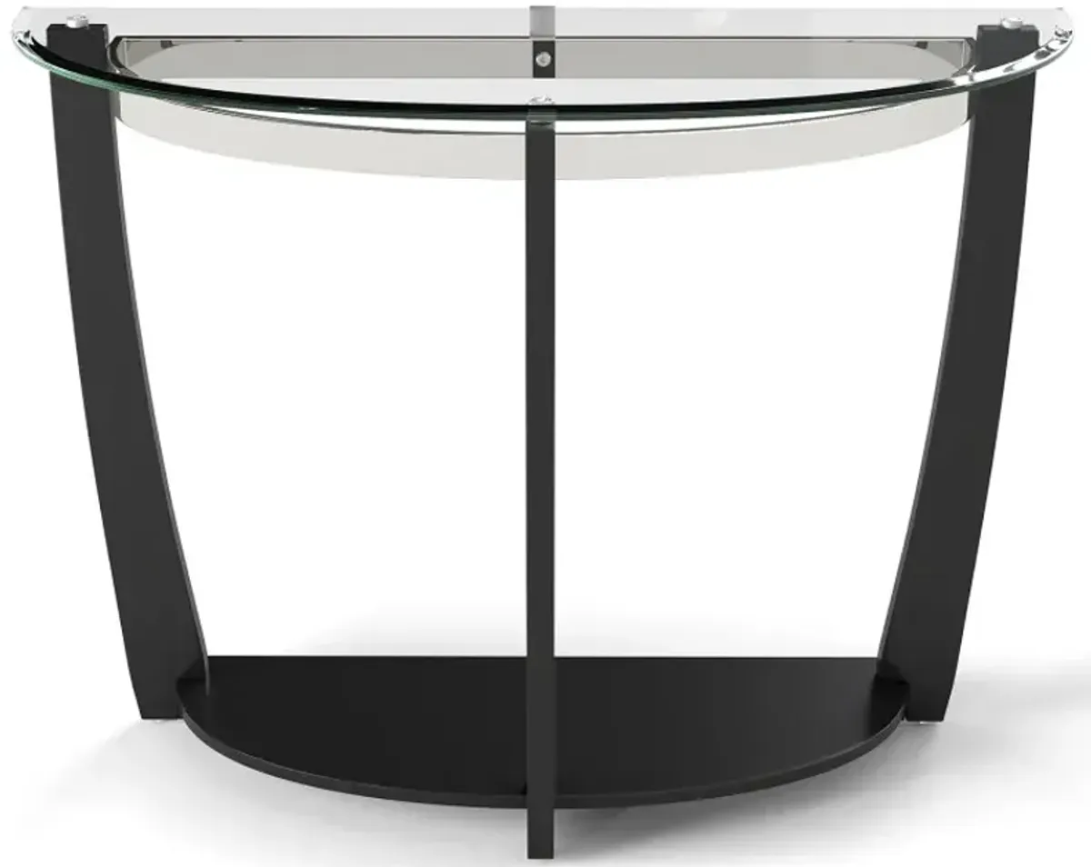 2-tier Tempered Glass Console Table with Clear Glass Top and Open Shelf