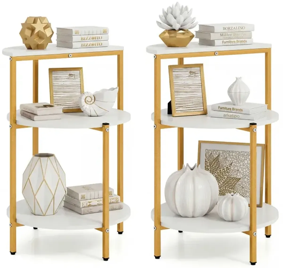 3-Tier Round End Table for Small Space and Bedroom Room