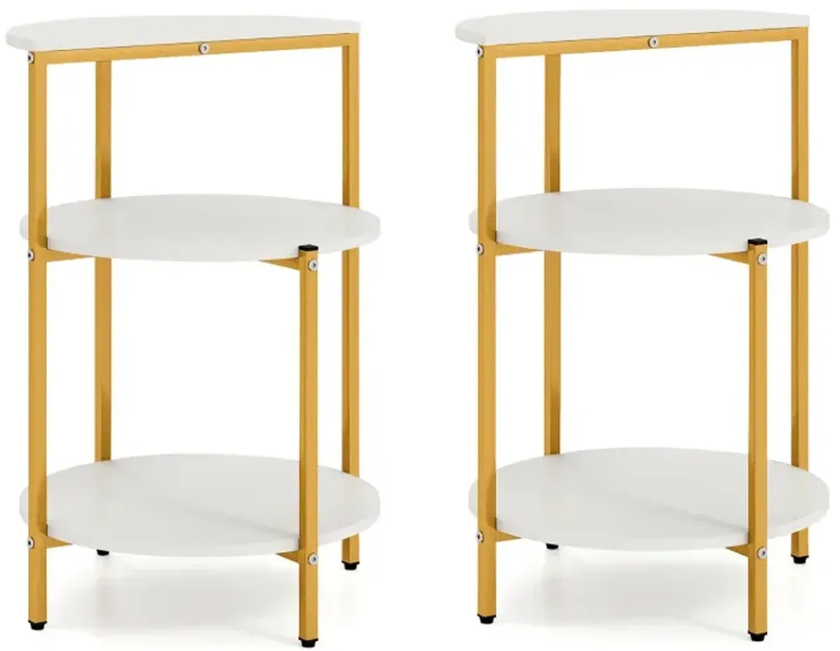 3-Tier Round End Table for Small Space and Bedroom Room