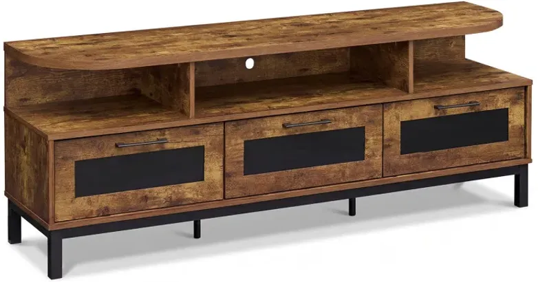 Entertainment Center with 3 Storage Drawers and Open Shelves