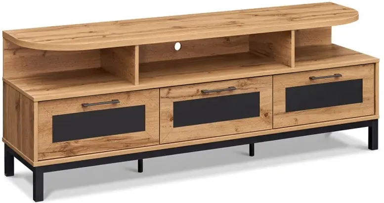 Entertainment Center with 3 Storage Drawers and Open Shelves