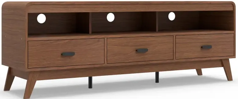 Mid Century Modern TV Stand for TVs up to 70" with 3 Storage Drawers and Open Shelves