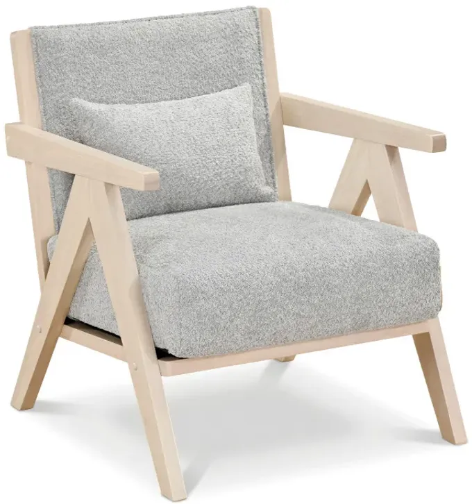 Mid-Century Modern Accent Chair Artificial Leather Sofa Chair with Rubber Wood Frame