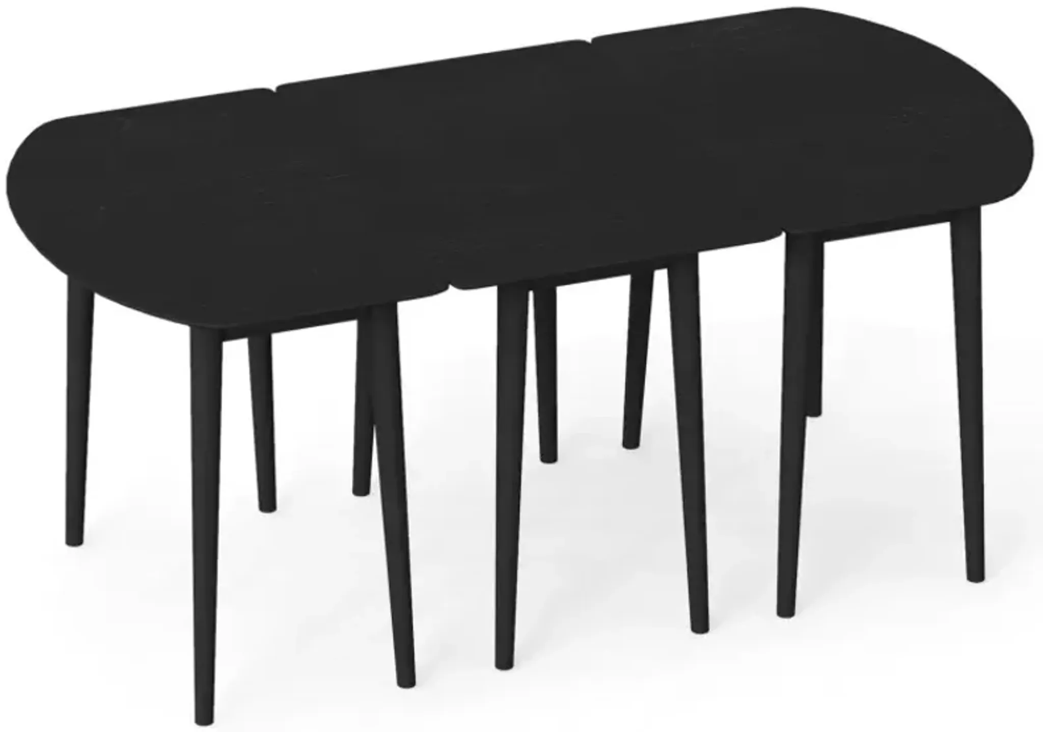 Extendable Dining Table Set With 2 Half Round And 1 Rectangular Tables ...