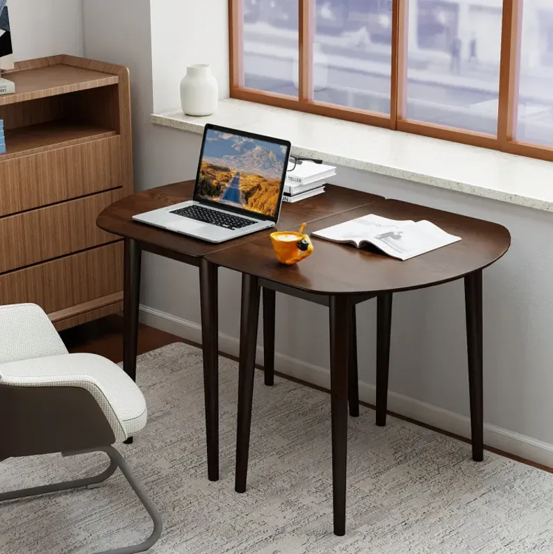 Extendable Oval Dining Table Set with 2 Half-Round Tables for 4-6 People