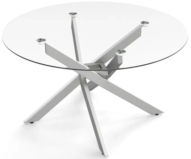 Glass Coffee Table Round Clear Center Table with Tempered Glass Top