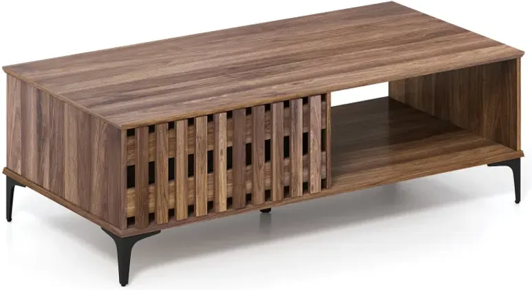 47 Inches Mid Century Coffee Table Farmhouse Wooden Center Table