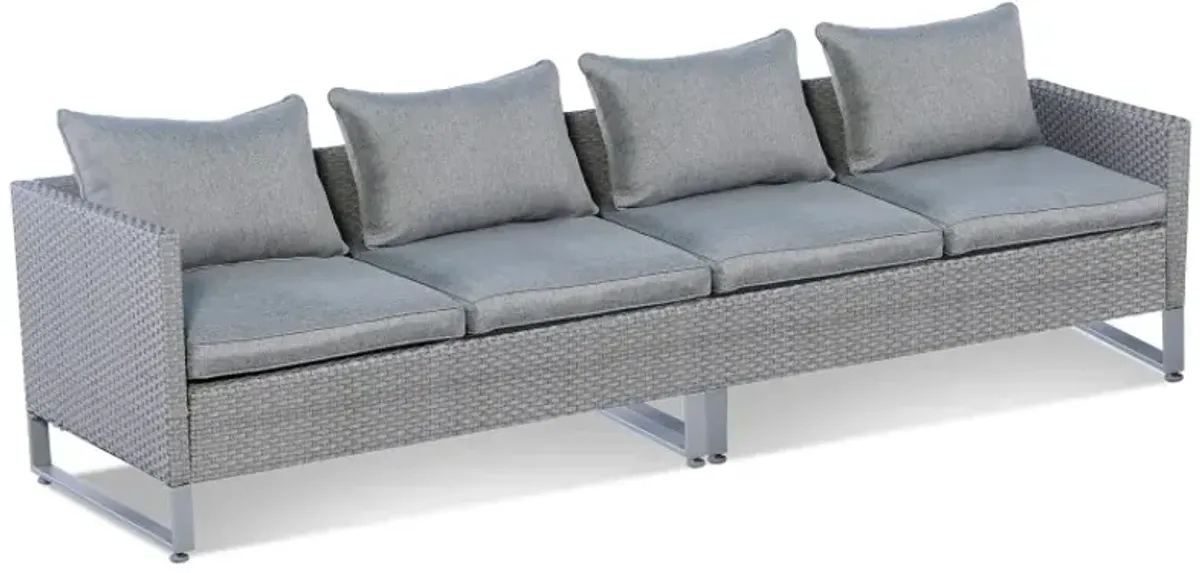 2 Pieces Patio Furniture Sofa Set with Cushions and Sofa Clips