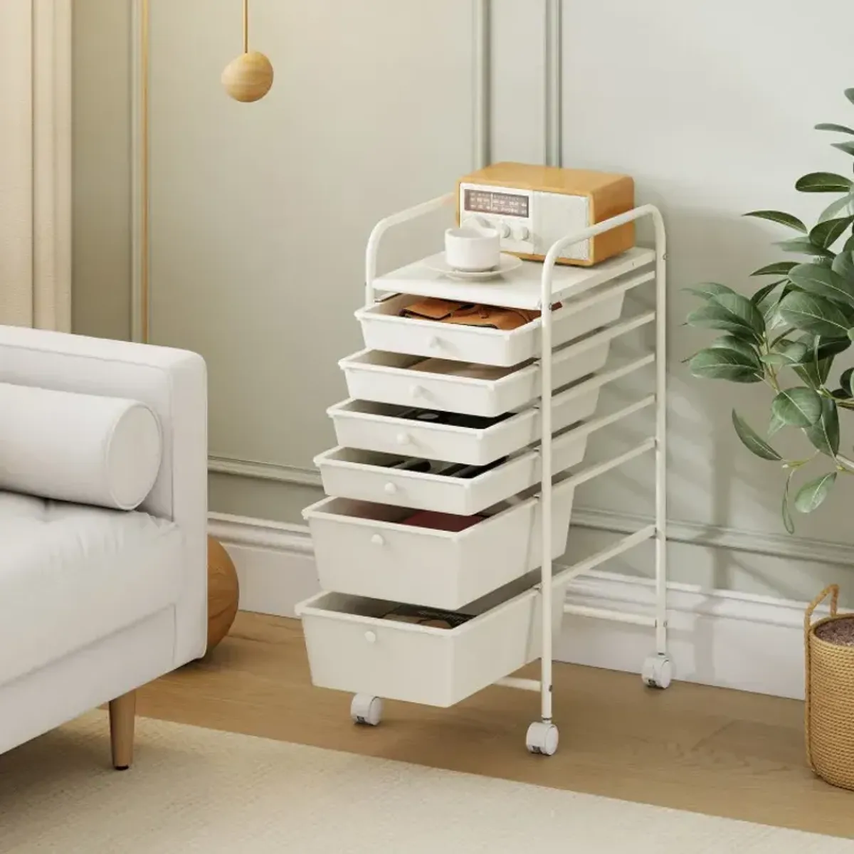 Multifunctional 6 Drawers Rolling Storage Cart Organizer
