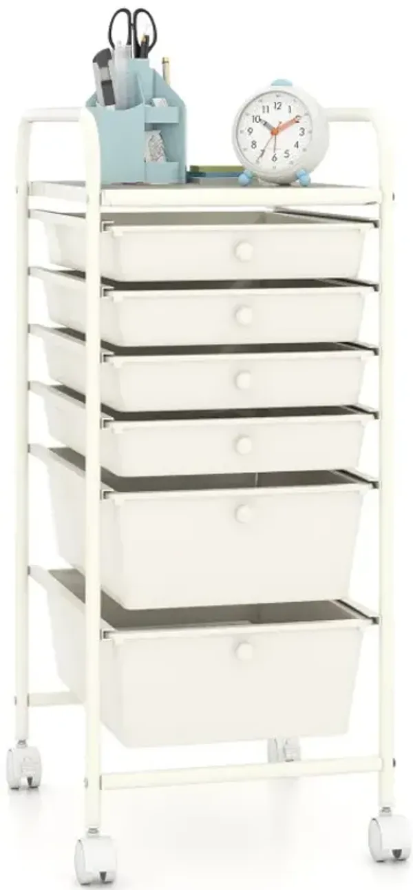 Multifunctional 6 Drawers Rolling Storage Cart Organizer