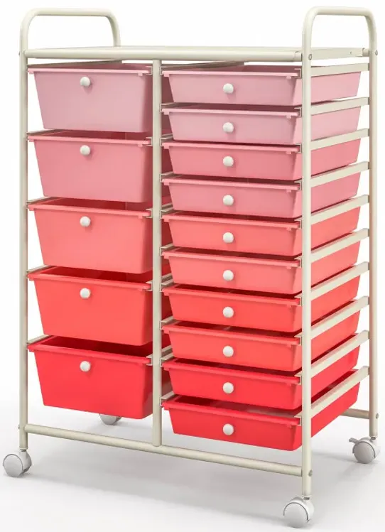 15-Drawer Utility Rolling Cart with Drawers Multi-Use Storage