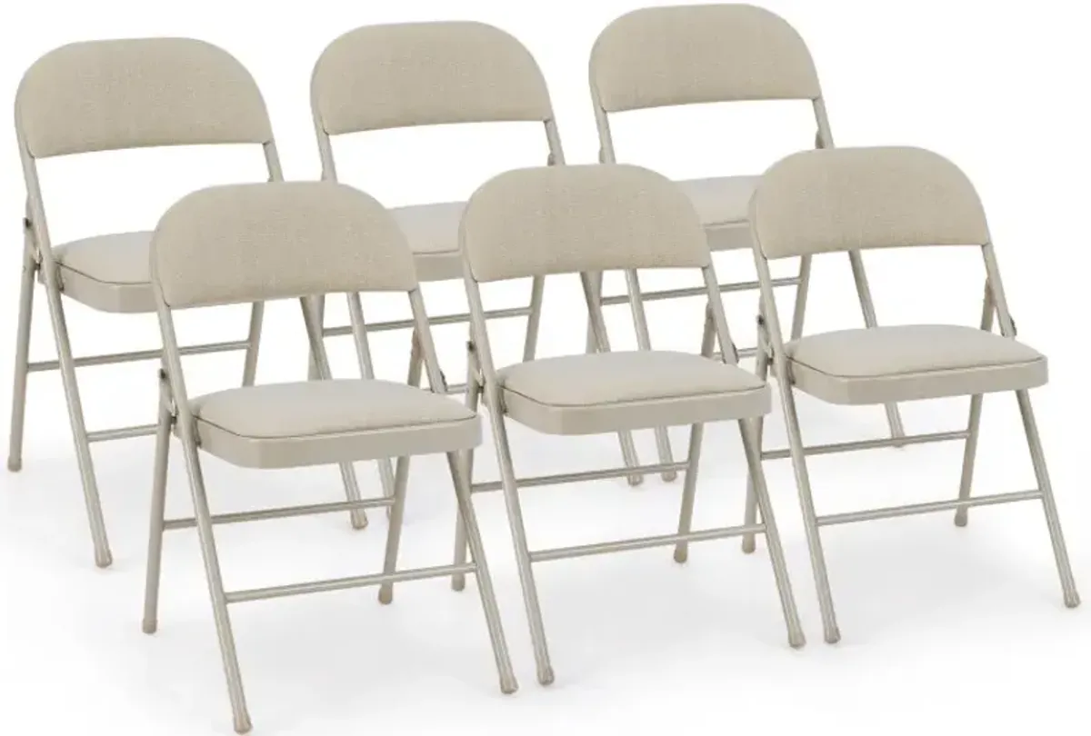 Foldable Chair Set of 6 with Padded Seat Seat and Fabric Covered Backrest