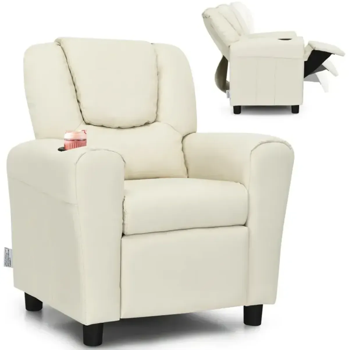 Children's PU Leather Recliner Chair with Front Footrest