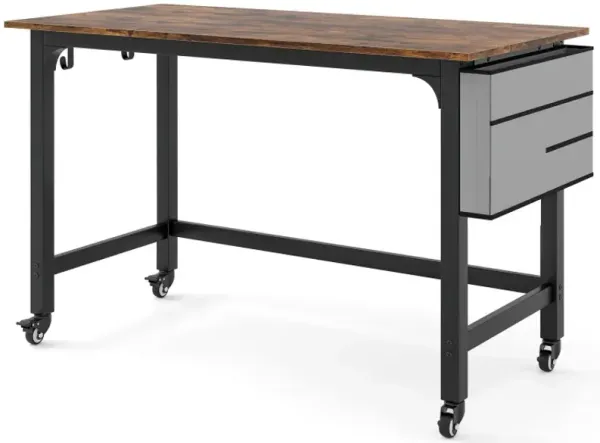 48 Inch Mobile Computer Workstation with 4 Smooth Casters