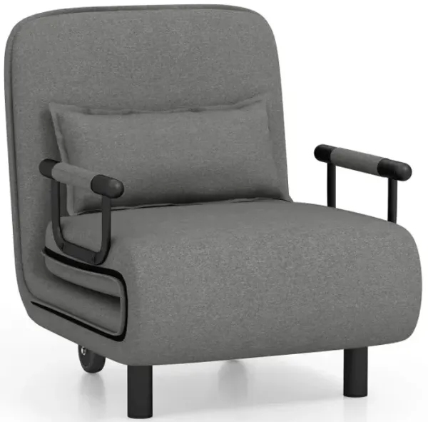 3-in-1 Convertible Sofa Bed with 5-Position Adjustable Backrest and Lumbar Pillow