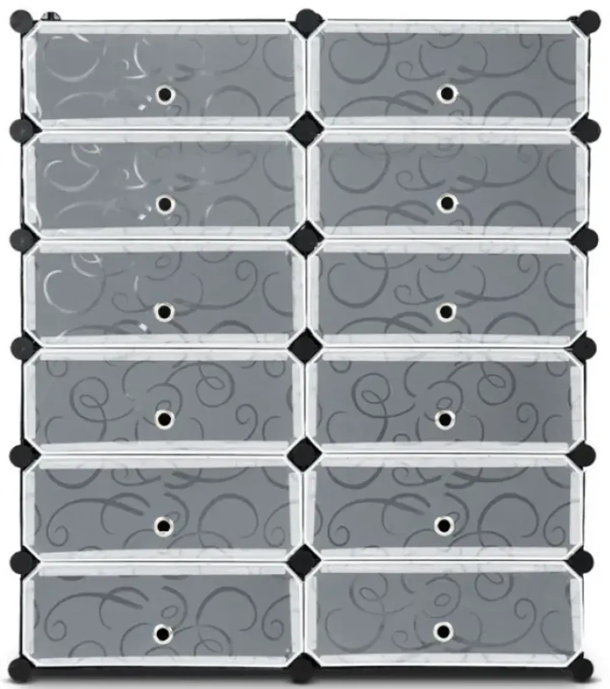 12-Cube DIY Portable Plastic Shoe Rack with 6-Tier Transparent Doors