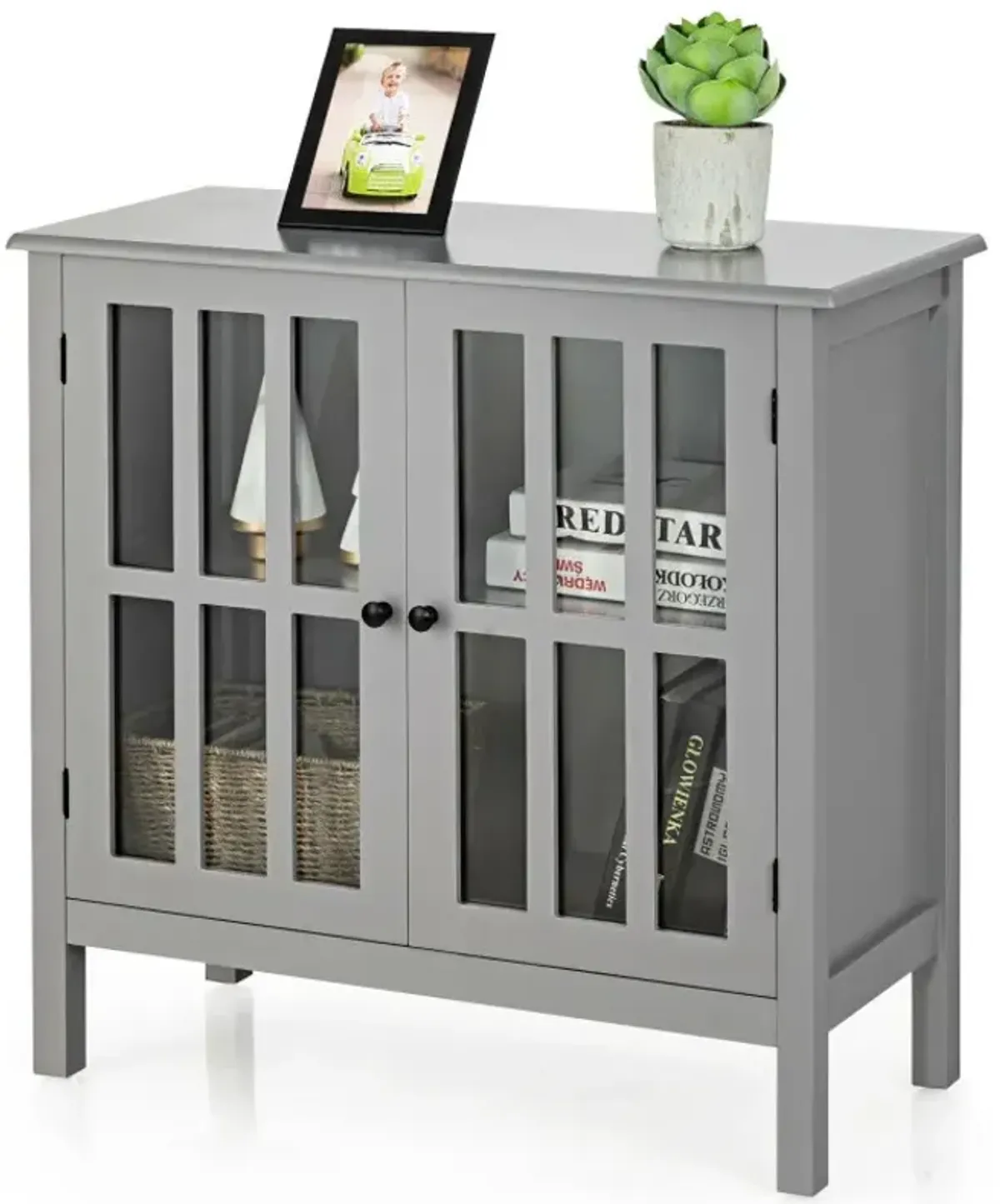 Glass Door Sideboard Console Storage Buffet Cabinet