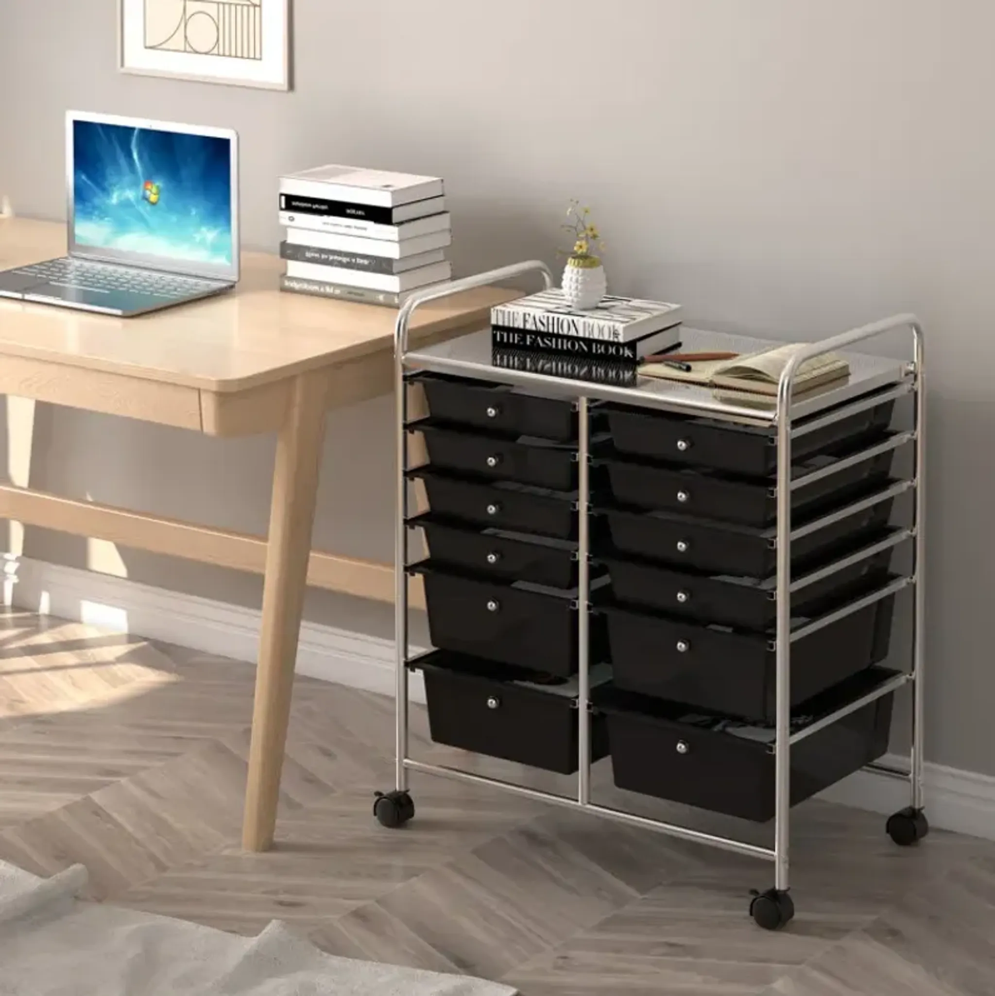 12-Drawer Rolling Storage Cart with Removable Drawers and Lockable ...