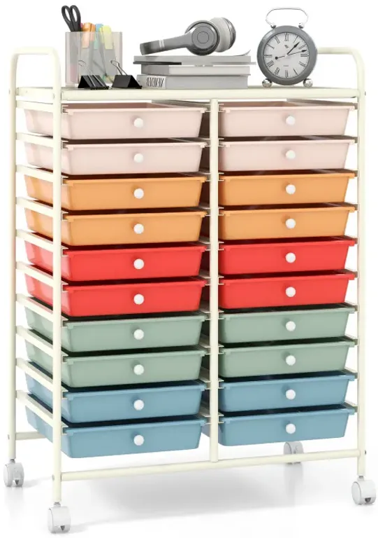 20 Drawers Rolling Storage Cart Studio Organizer