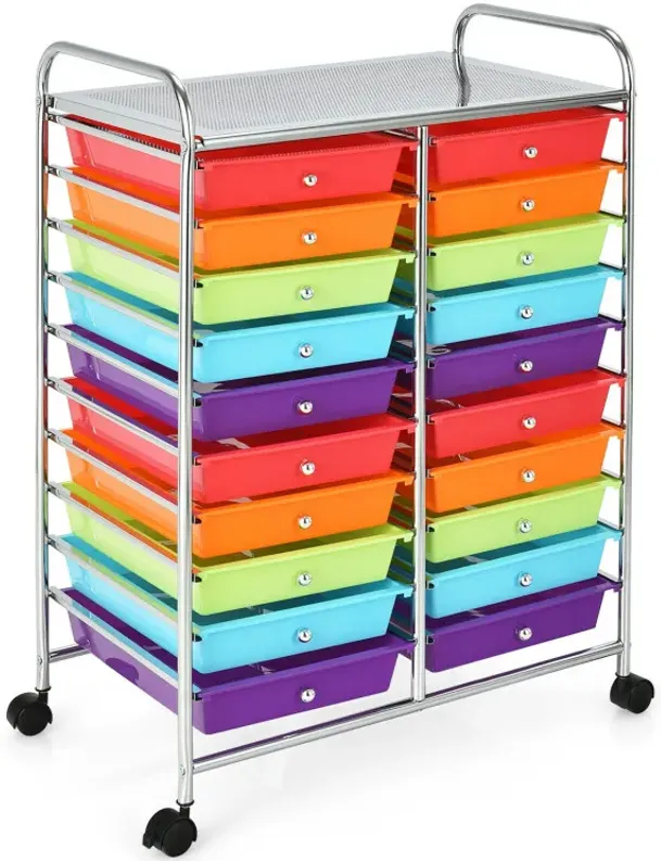20 Drawers Rolling Storage Cart Studio Organizer