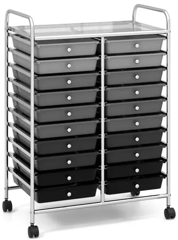 20 Drawers Rolling Storage Cart Studio Organizer