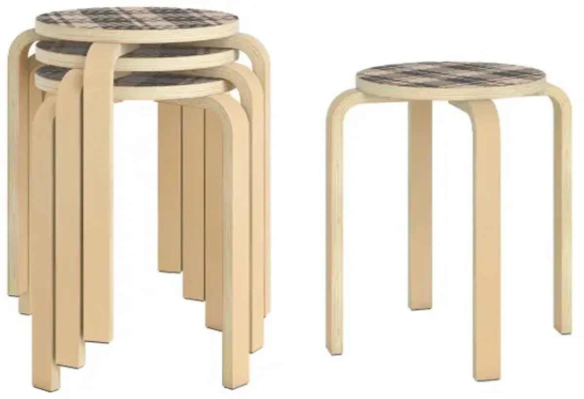 Set of 4 18 Inch Stackable Bentwood Dining Chairs with Round Top