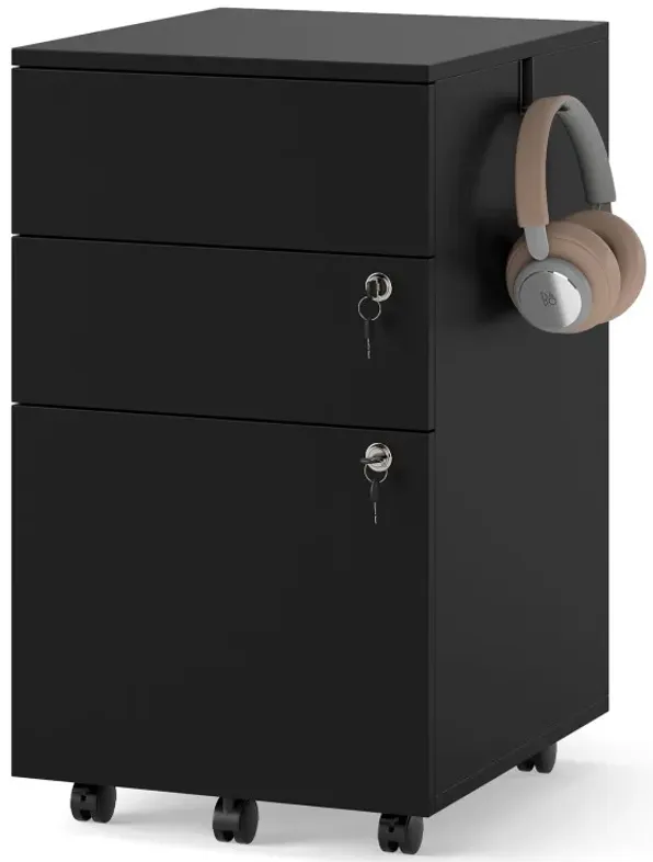 3-Drawer File Cabinet Rolling File Organizer with Lock 4 Keys for Letter Legal A4