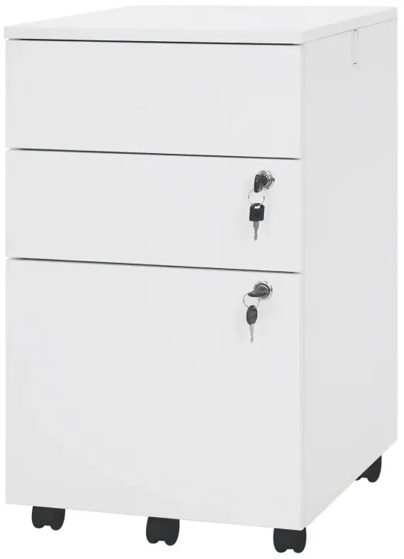 3-Drawer File Cabinet Rolling File Organizer with Lock 4 Keys for Letter Legal A4