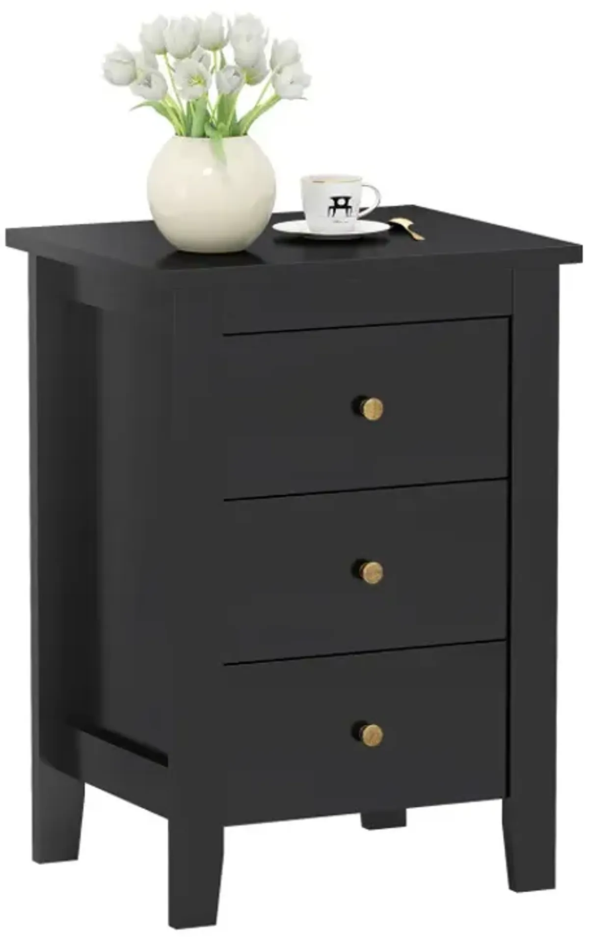 Modern Bedside Cabinet Nightstand with 3 Drawers for Living Room and Bedroom