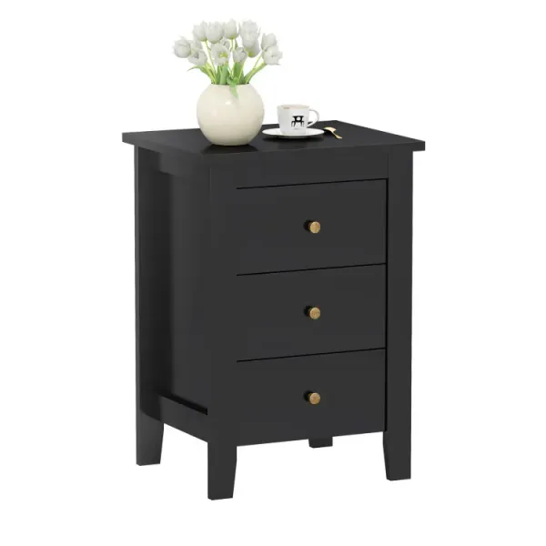 Modern Bedside Cabinet Nightstand with 3 Drawers for Living Room and Bedroom