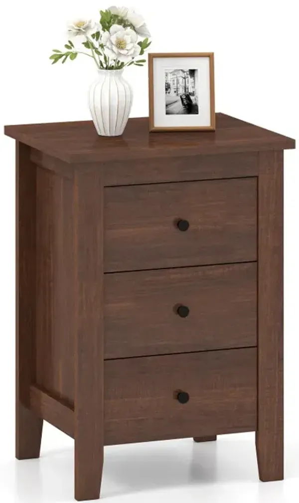 Modern Bedside Cabinet Nightstand with 3 Drawers for Living Room and Bedroom