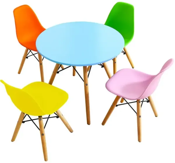 5 Pieces Kid's Colorful Set with 4 Armless Chairs