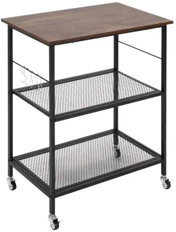 3-Tier Kitchen Utility  Industrial Cart with Storage